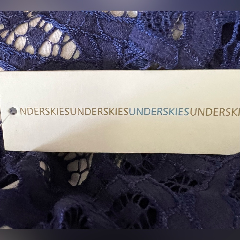 Skies Are Blue / Underskies - NWT - Elegant Blue Lace Dress, Lined, Midi - M - Picture 4 of 4